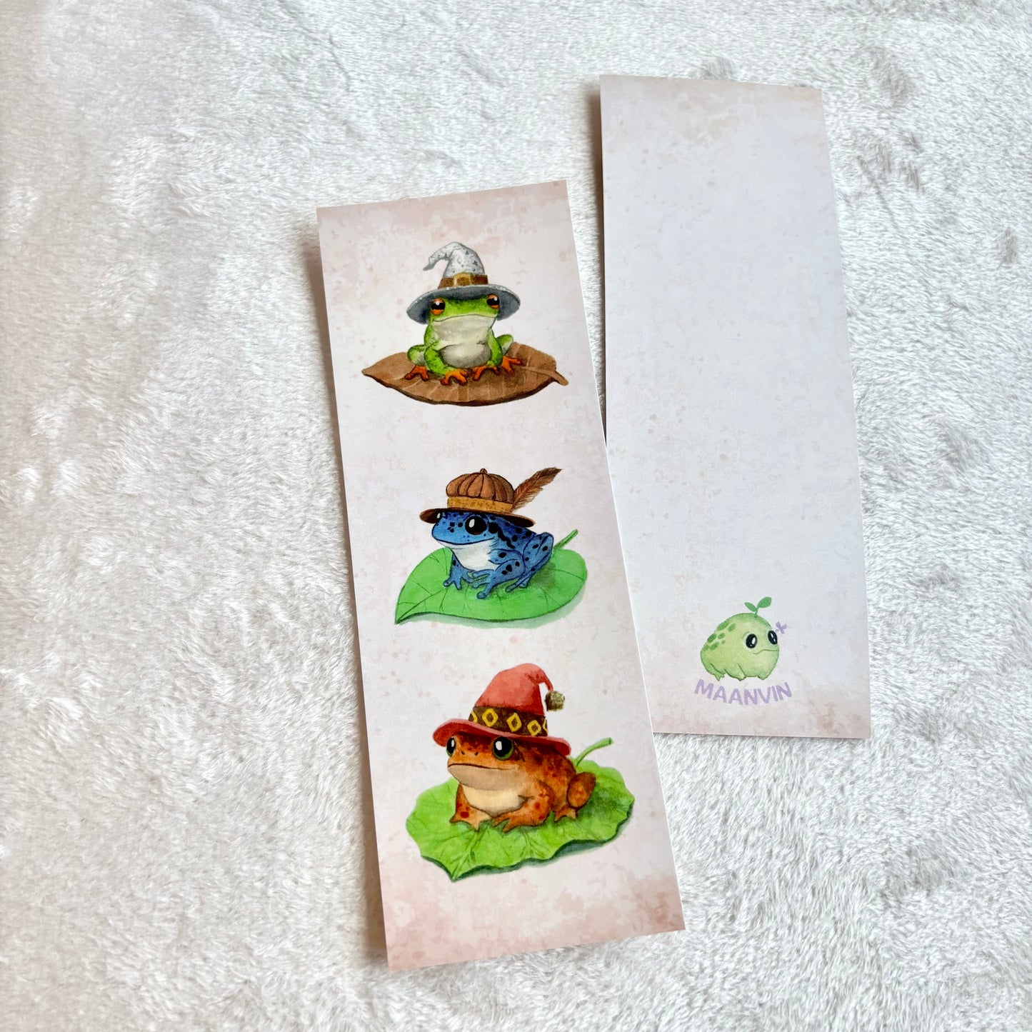 Frogs with hats bookmark