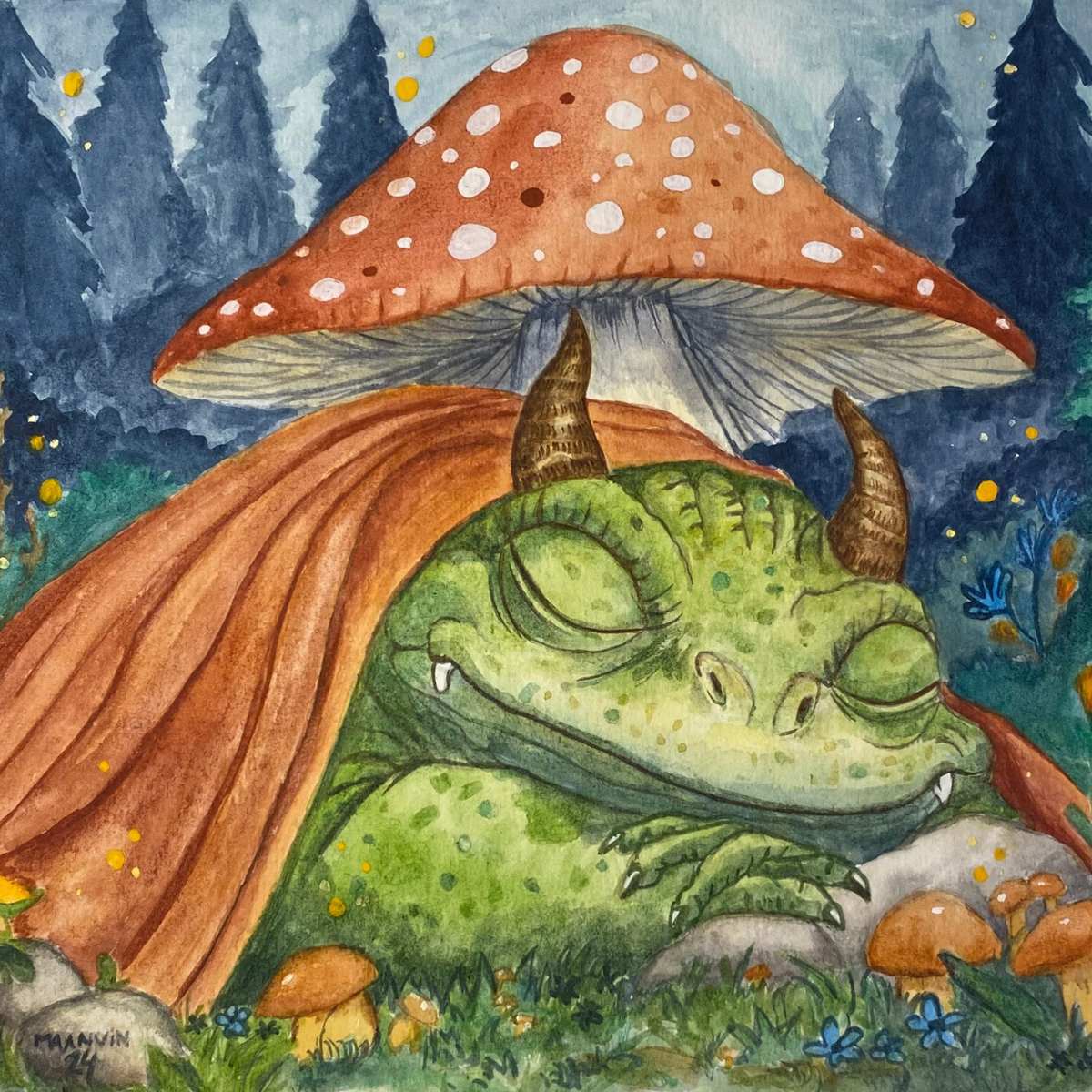 "Toadstool Snoozer" - Art Print