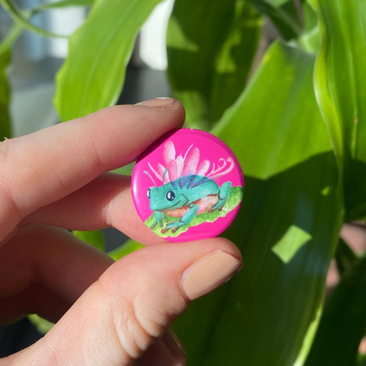 Fairy frog button pink