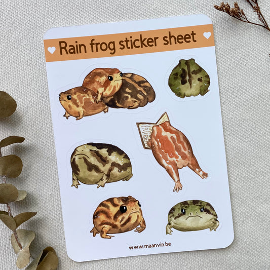 Rain frog sticker sheet (matte finish)