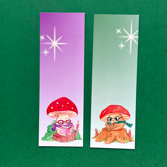 Reading Mushrooms bookmark - set of 2