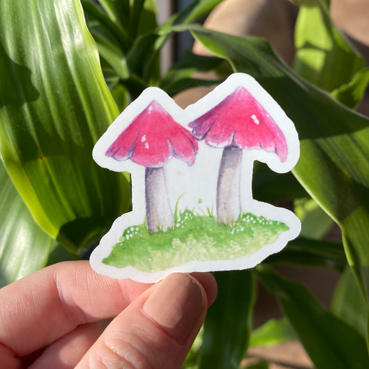 Pink mushrooms sticker
