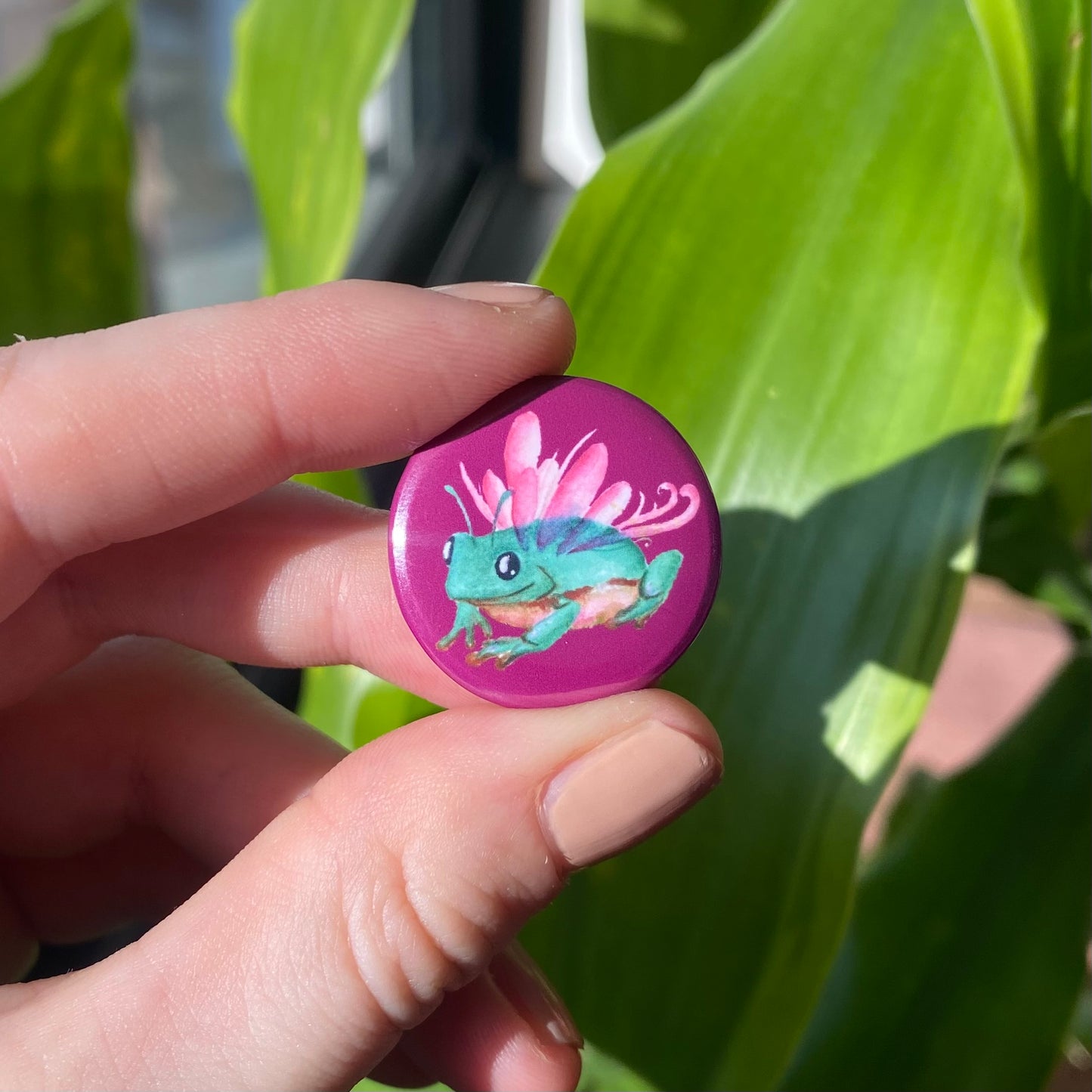 Fairy frog button purple