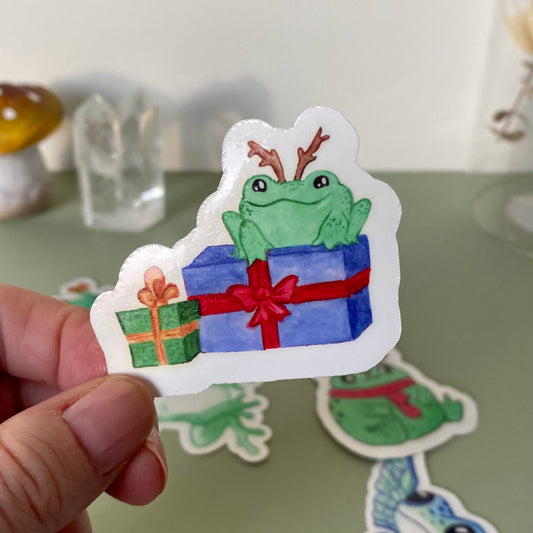 Festive frog sticker