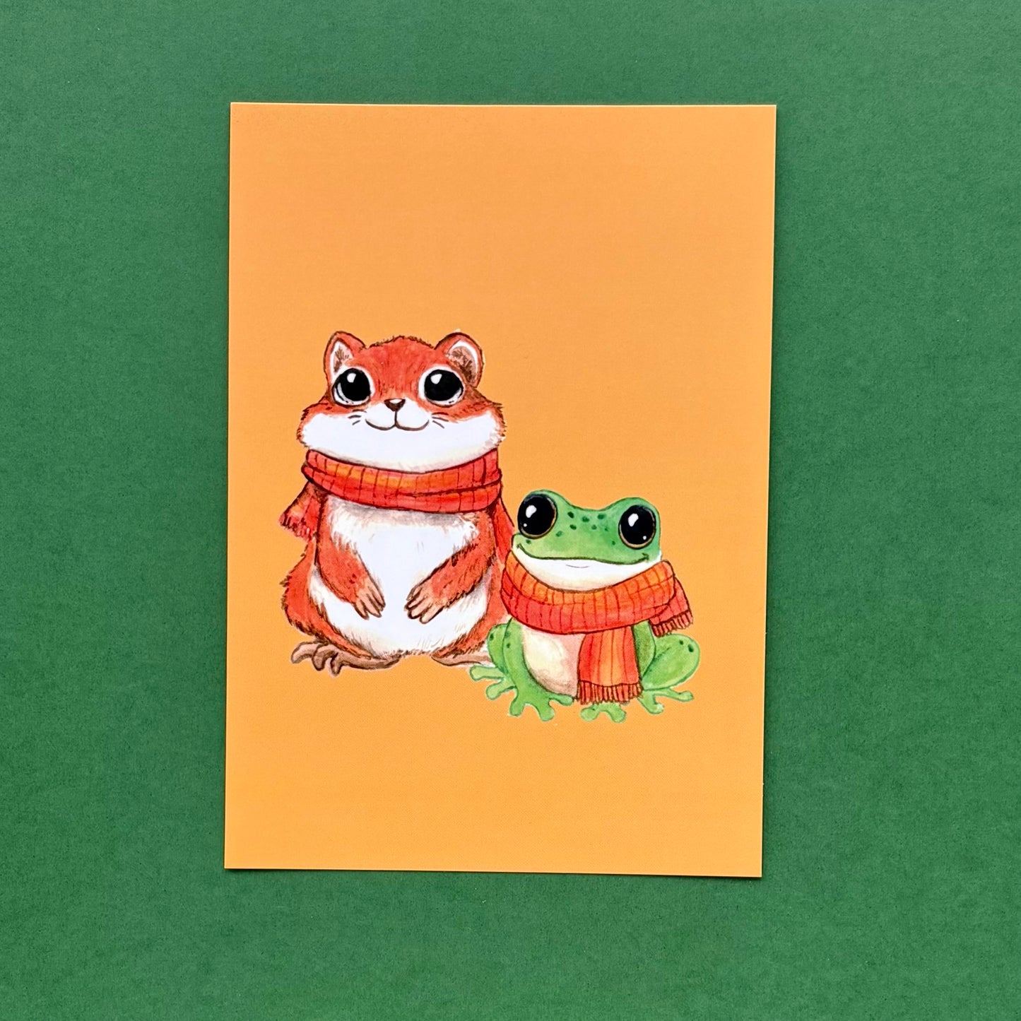 Squirrel & Frog - postcard