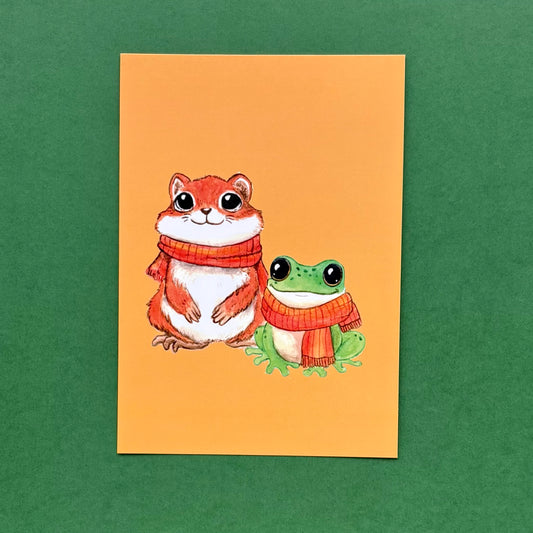 Squirrel & Frog - postcard