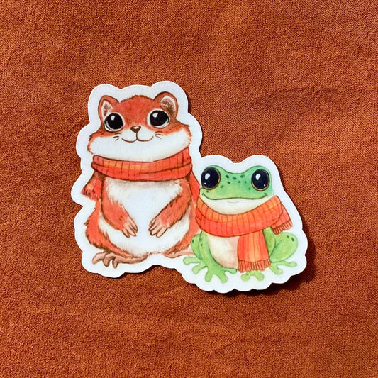 Squirrel & frog sticker