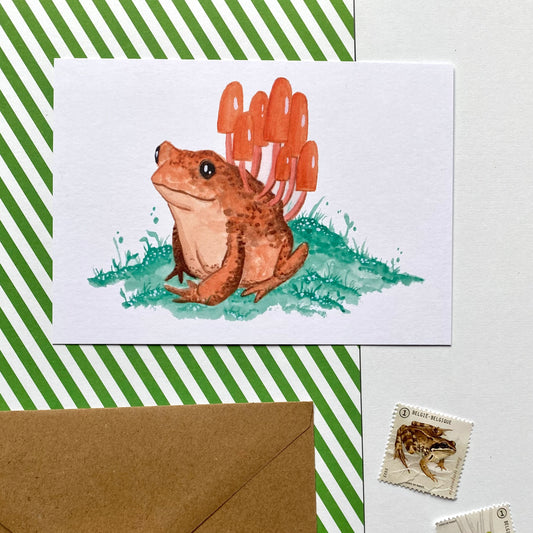 Mushroom frog card orange