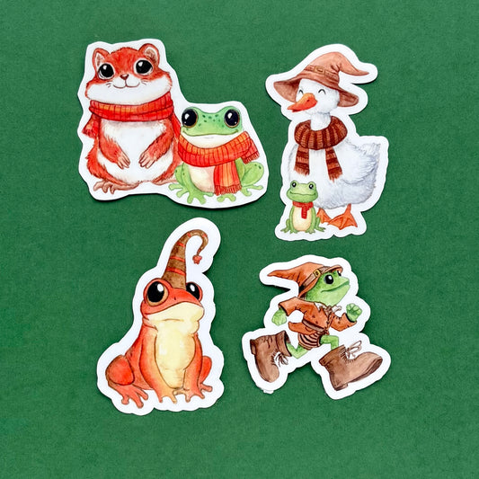 Frog stickers A - set of 4