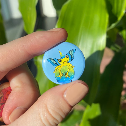 Fairy frog blue button