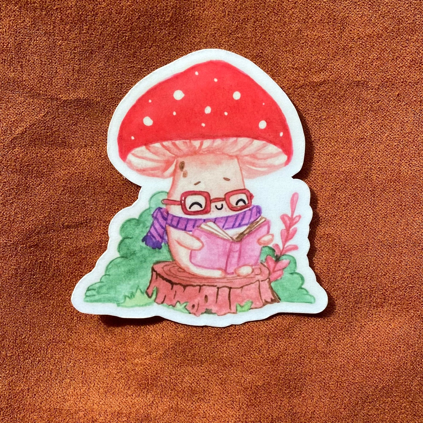 Bookish mushroom sticker